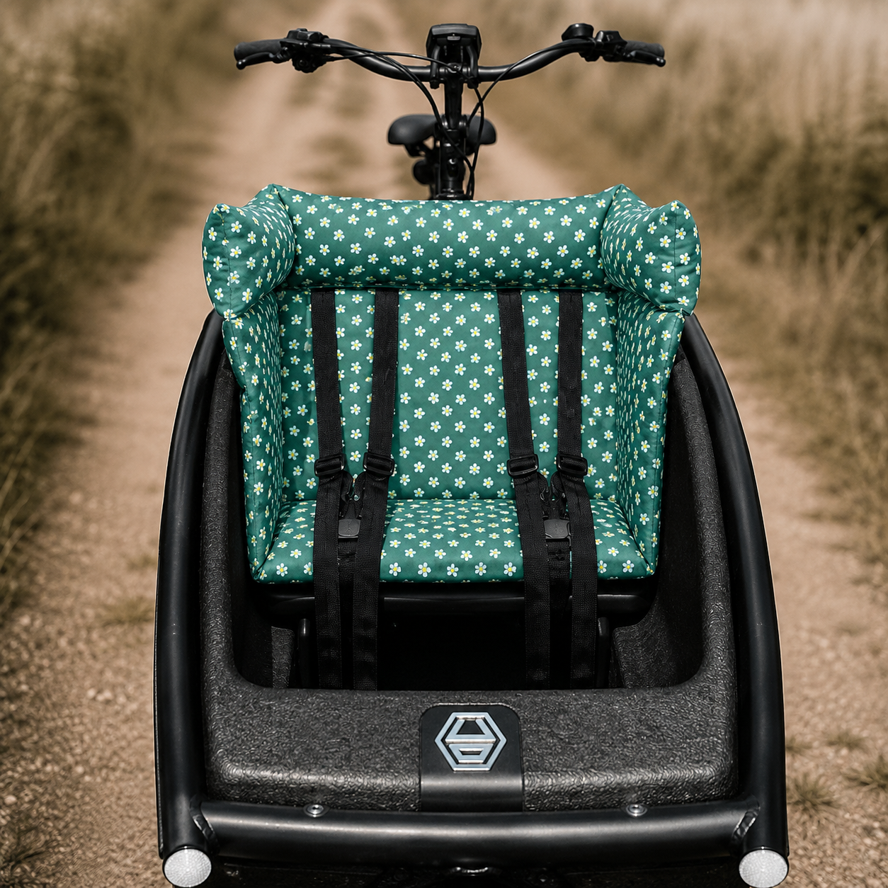 Bakfiets kussen Urban Arrow - Groen met bloemen