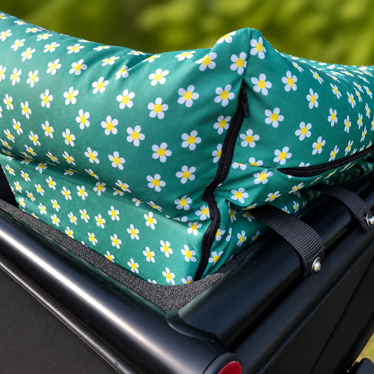 Bakfiets kussen Urban Arrow - Groen met bloemen